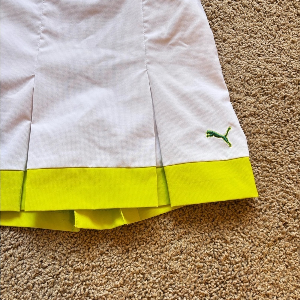 Puma Golf Skort Women’s White/Acid Green Pleated Lifestyle | Size 8 - Picture 3 of 8